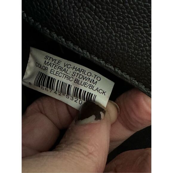 Vince Camuto Blue White Woven Harlo Tote Shoulder Leather Blend Purse - Picture 12 of 15